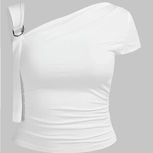 Chic White One-Shoulder Blouse